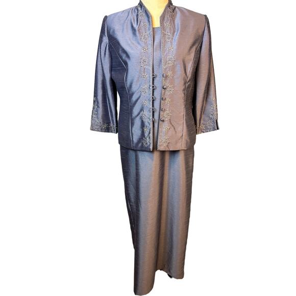 Jessica Howard 2- piece Formal Dress w/ Embellished Jacket Mandarin Collar 10P - Picture 1 of 11